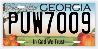 GA license plate PUW7009