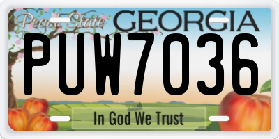 GA license plate PUW7036