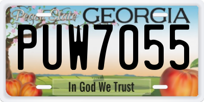 GA license plate PUW7055