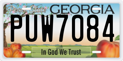GA license plate PUW7084