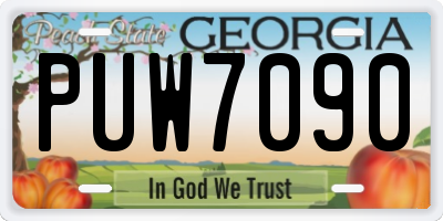 GA license plate PUW7090