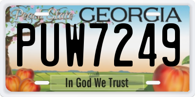 GA license plate PUW7249