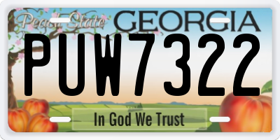 GA license plate PUW7322