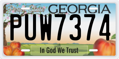 GA license plate PUW7374