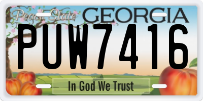 GA license plate PUW7416