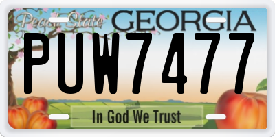 GA license plate PUW7477