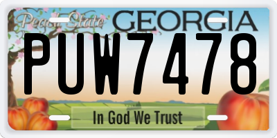 GA license plate PUW7478