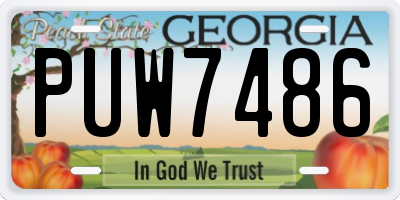 GA license plate PUW7486