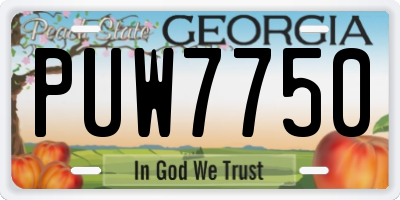 GA license plate PUW7750
