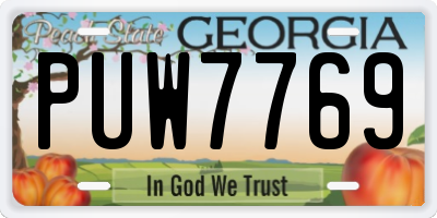 GA license plate PUW7769