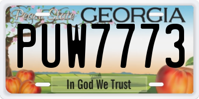 GA license plate PUW7773