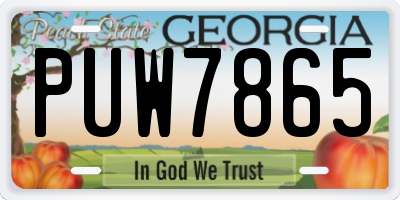 GA license plate PUW7865