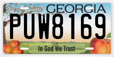 GA license plate PUW8169