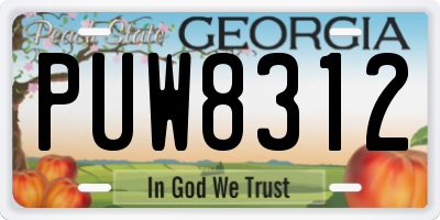 GA license plate PUW8312