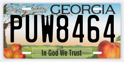 GA license plate PUW8464