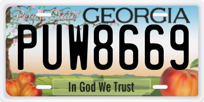 GA license plate PUW8669