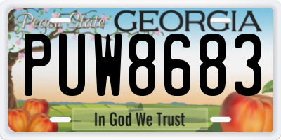 GA license plate PUW8683