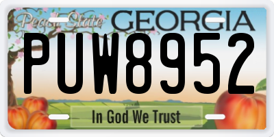 GA license plate PUW8952