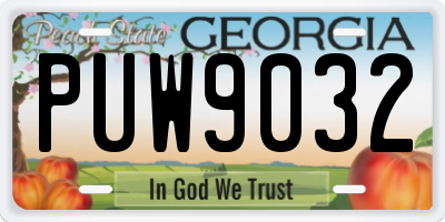 GA license plate PUW9032