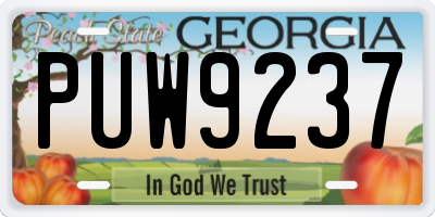 GA license plate PUW9237