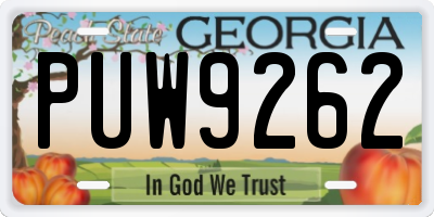 GA license plate PUW9262
