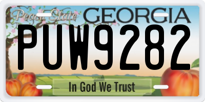 GA license plate PUW9282