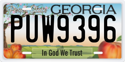 GA license plate PUW9396