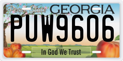 GA license plate PUW9606