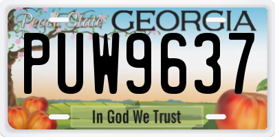 GA license plate PUW9637