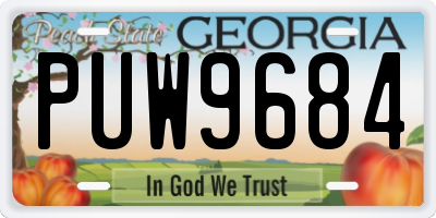 GA license plate PUW9684