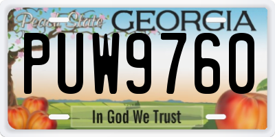 GA license plate PUW9760