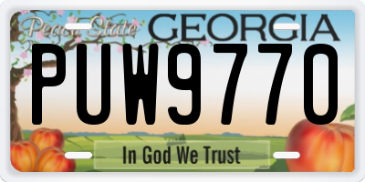 GA license plate PUW9770