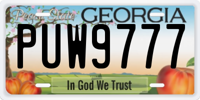 GA license plate PUW9777