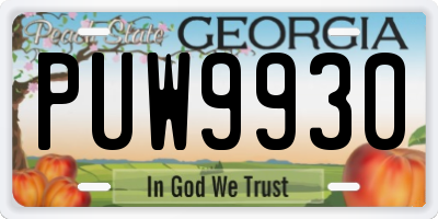 GA license plate PUW9930