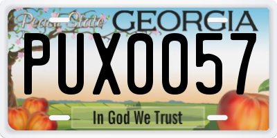 GA license plate PUX0057