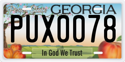 GA license plate PUX0078
