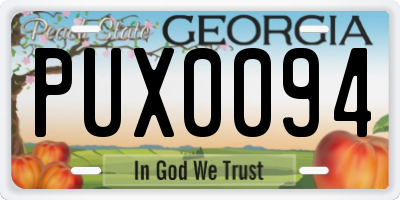 GA license plate PUX0094