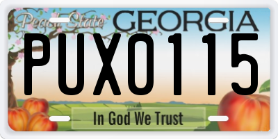 GA license plate PUX0115