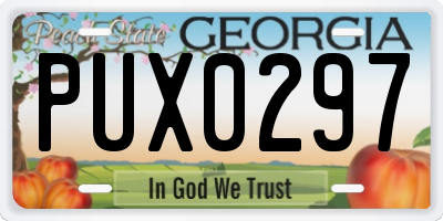 GA license plate PUX0297