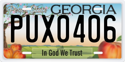 GA license plate PUX0406