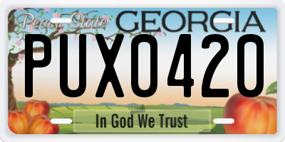 GA license plate PUX0420