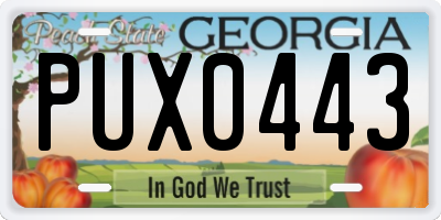 GA license plate PUX0443
