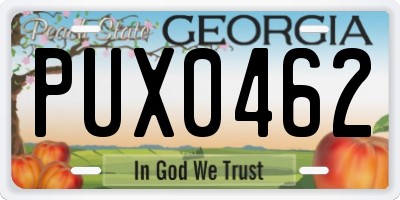 GA license plate PUX0462