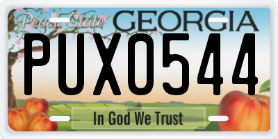 GA license plate PUX0544