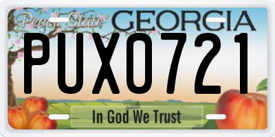 GA license plate PUX0721