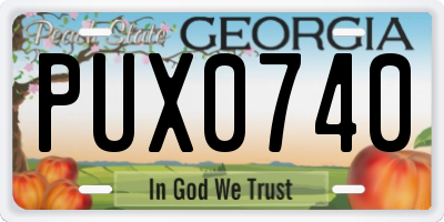 GA license plate PUX0740
