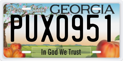 GA license plate PUX0951