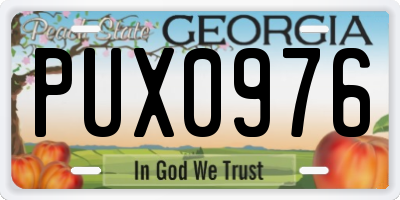 GA license plate PUX0976