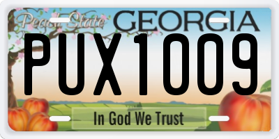 GA license plate PUX1009