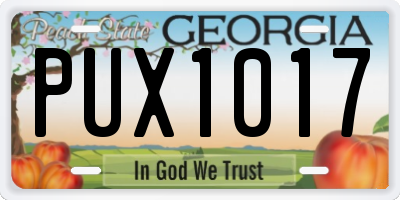 GA license plate PUX1017
